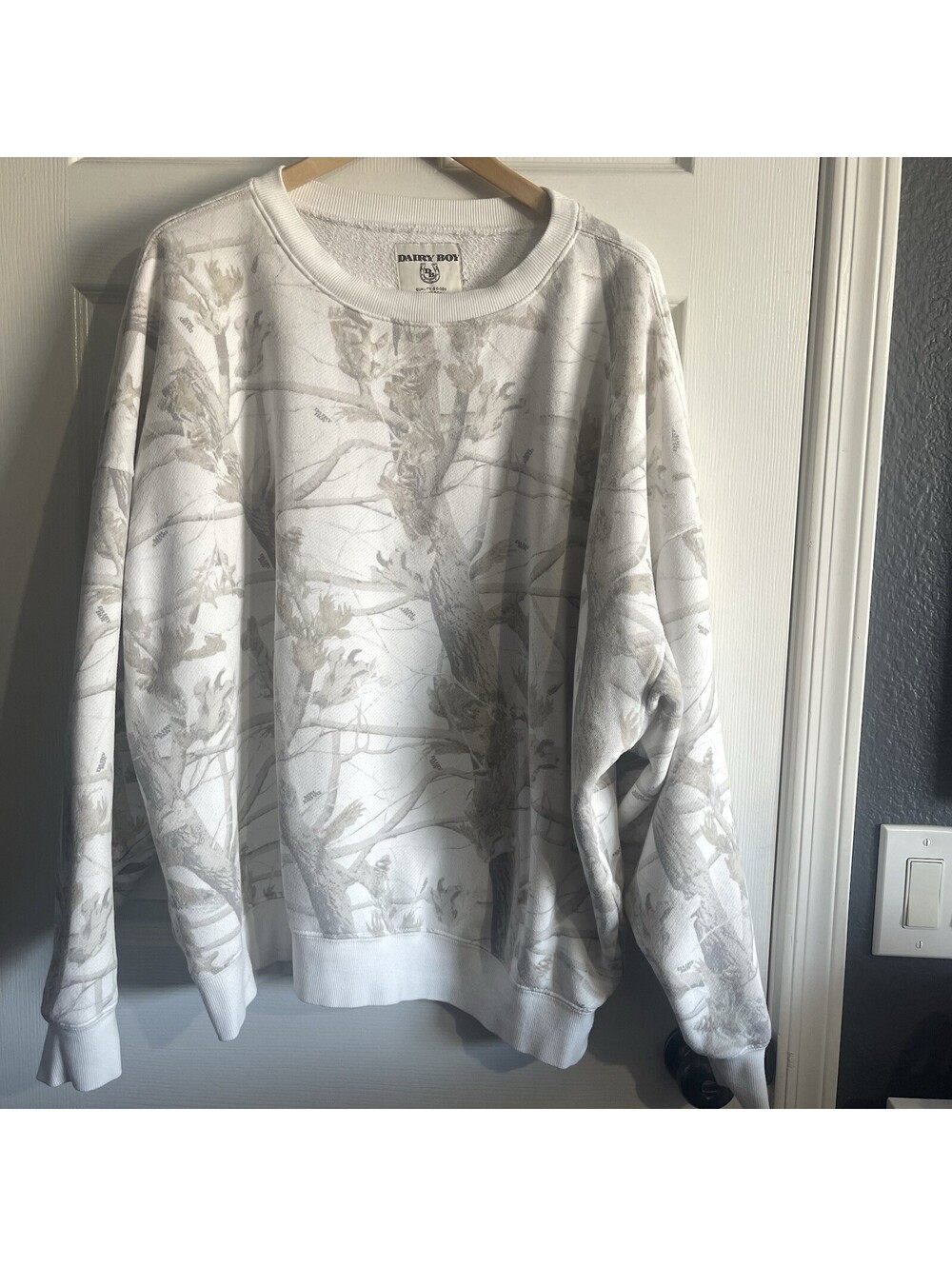 Dairy Boy Woodland Camo XL Oversized French Terry Sweatshirt Pullover Heavy